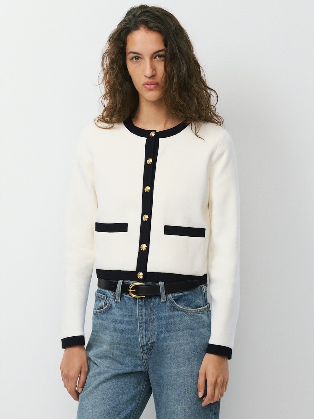 NWT - Aritzia Babaton Approach Cardigan - Light Birch/Black - Size Medium
